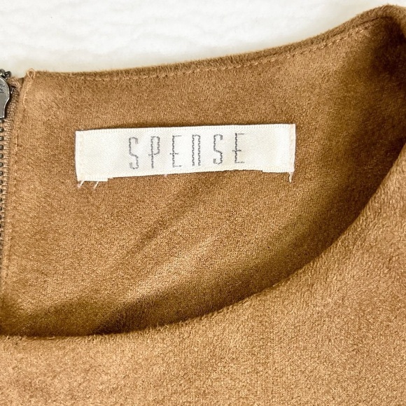 SPENSE Faux Suede Bohemian Studded Short Sleeve Midi Dress Neutral Hippie Size 8 - Picture 9 of 13